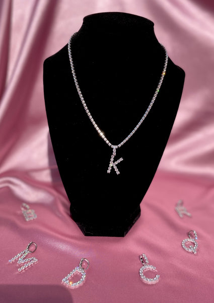 Bling Initial Tennis Choker  - Silver